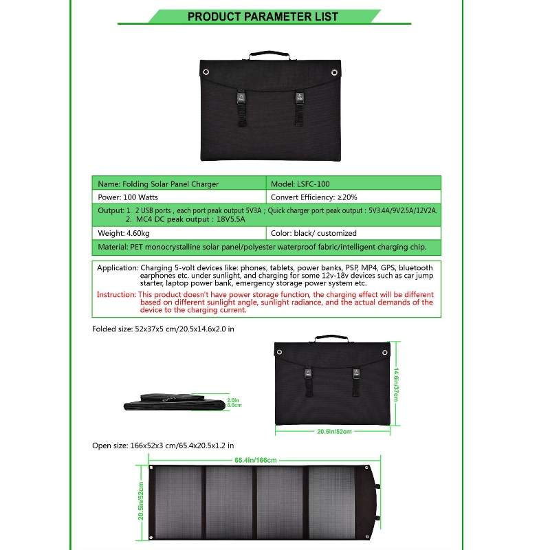 100W Solar foldepose